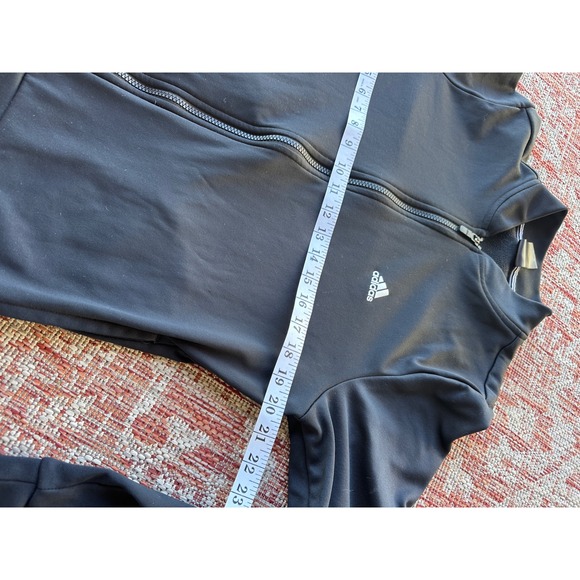 Adidas Black Full Zip Track Jacket Womens Size L Logo Sleeve Athletic - Picture 4 of 7